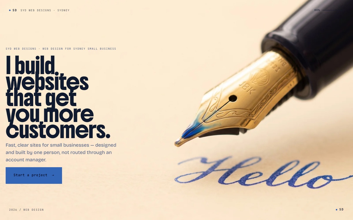 Screenshot of the live inkwork.studio homepage, 2 August 2026.
